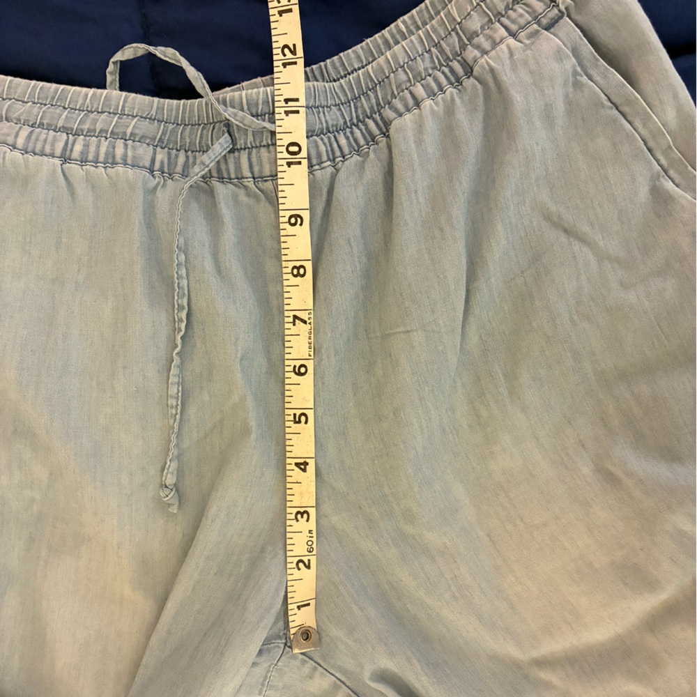 Garnet Hill Wide Leg Blue Chambray Stretch Waist Pants S Wide Leg Coastal Beach - Picture 11 of 11